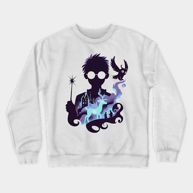 Mystical Boy Silhouette - Fantasy Crewneck Sweatshirt by Fenay-Designs